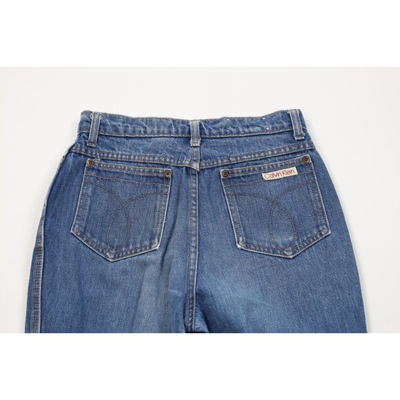 Vtg 80s Calvin Klein Womens 11 Distressed Unhemmed Relaxed Fit Jeans Blue USA - Picture 15 of 16
